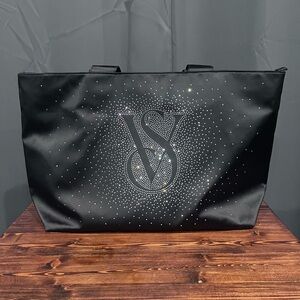 Victoria's Secret Black Sparkle Tote Bag.